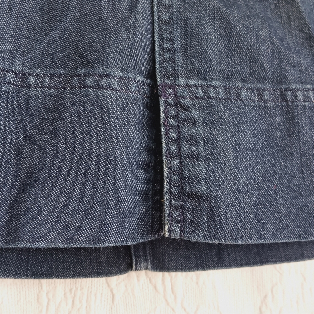 George Denim Midi Skirt gold Chain Accent Knee Length Dark Wash Y2K Pockets 12 - Picture 7 of 11